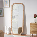 Elegant Wood Block Carved Leaner Mirror - White