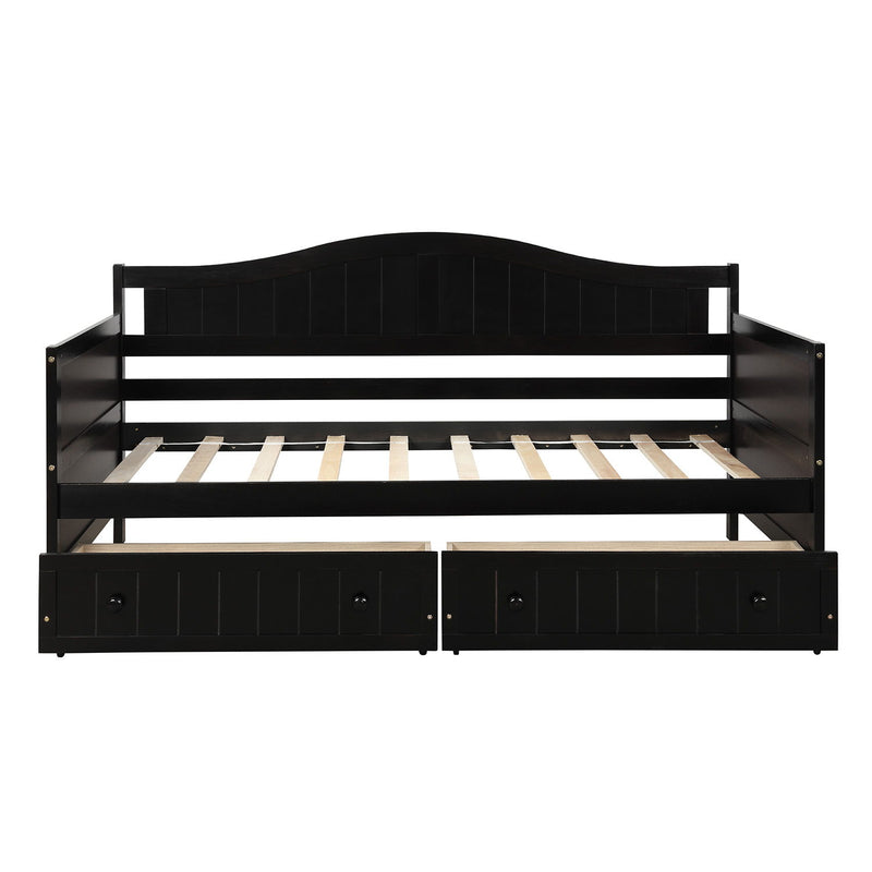 Wooden Daybed With 2 Drawers, Sofa Bed For Bedroom Living Room, No Box Spring Needed