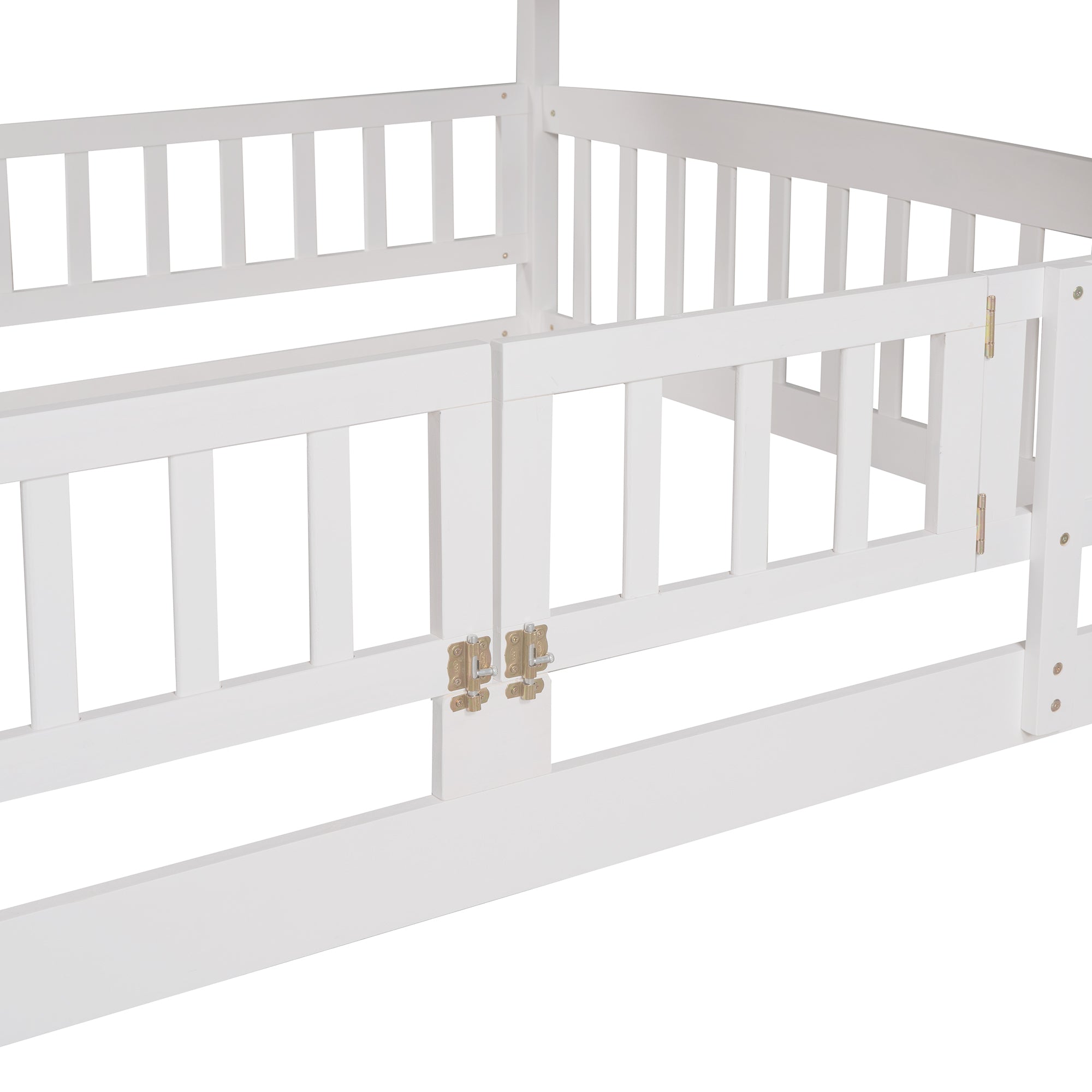 Bunk Bed with Slide,Full Over Full Low Bunk Bed with Fence and Ladder for Toddler Kids Teens White - Atlantic Fine Furniture Melbourne FL