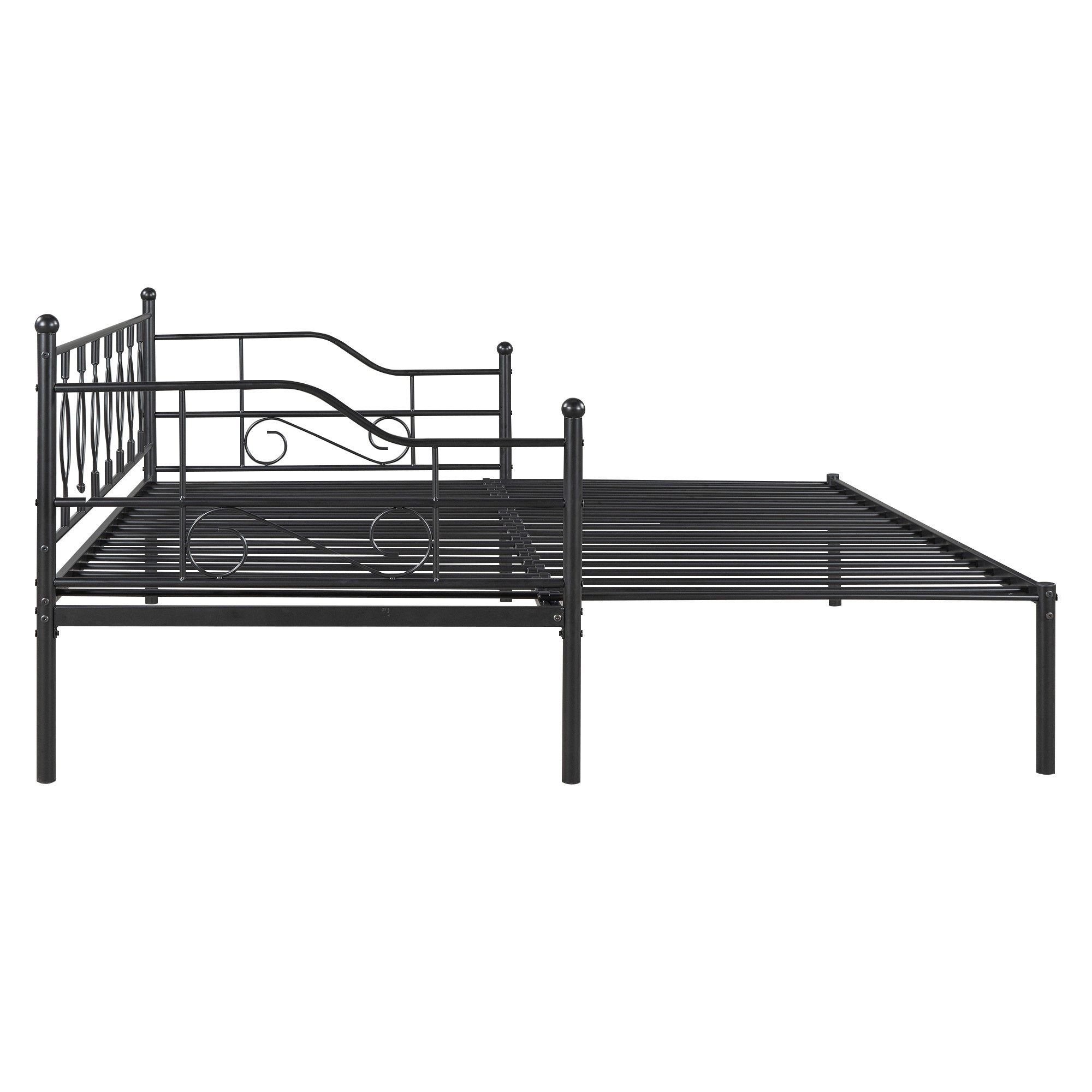 Twin Size Metal Daybed with Trundle, Daybed with Slat No Box required Black - Atlantic Fine Furniture Melbourne FL