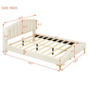 Platform Bed With Thick, Stylish Stripe Decorated Bedboard And Elegant Leg