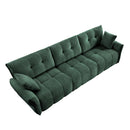 Elegant 3 Seater Sofa Set & Pillows Frame, High Rebound Cushions - Textured Green