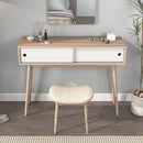 Rustic Entryway Console Table With Sliding White Doors And Wood Legs - Natural