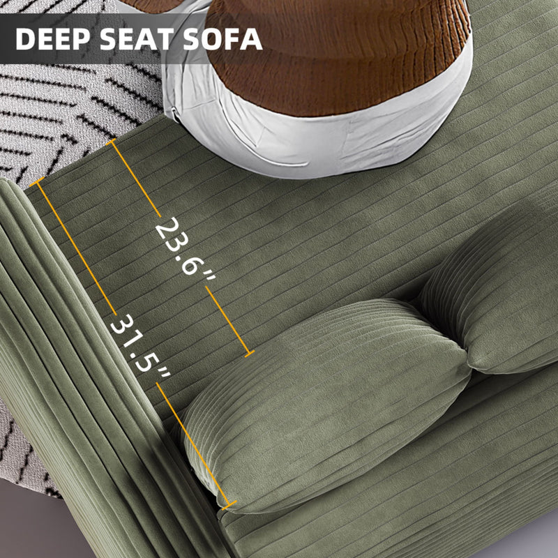 Plush Corduroy 4 Seat Sofa, Modern Comfy Upholstered Sofa Cloud Couch, Deep Seat Couches With Soft Pillows