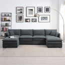 Chenille Modular Sectional Sofa, U Shaped Cloud Couch Set With Double Cushions, 6 Seat Sleeper Sofa Bed With Ottomans, Oversized Indoor Furniture For Living Room