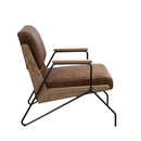 Eacnlz - Accent Chair - Cocoa Top Grain Leather & Matt Iron Finish - Atlantic Fine Furniture Inc