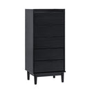 Modern Minimalist 5 Drawer Gallery Top Dresser - Black