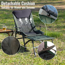 Camping Lounge Chair With Detachable Footrest, Portable Folding Reclining Camping Chair With Adjustable Backrest For Indoor And Outdoor Camping Beach Hiking Fishing - Green / Black