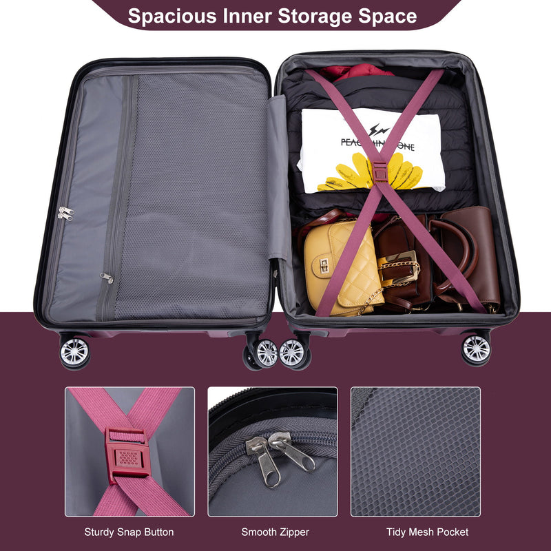 Luggage Set Of 5 Pieces, Expandable Hard Pc Luggage Set With Tsa Lock For Rotating Wheels