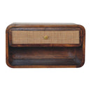 Wall Mounted Open Woven Bedside Table - Chestnut