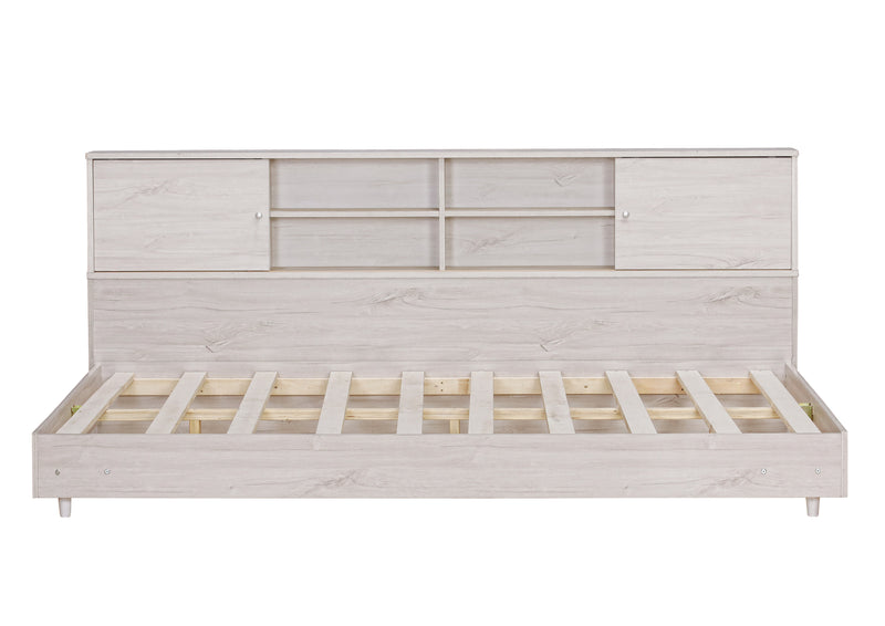 Full Size Daybed Frame with Storage Bookcases,White Oak