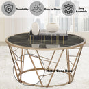 Cicatrix - Coffee Table - Faux Black Marble Glass & Champagne Finish - Atlantic Fine Furniture Inc