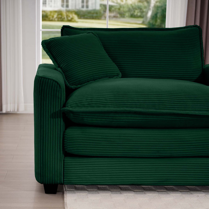 Mid-Century Modern 3 Seater Sectional Sofa With Arm And Throw Pillows