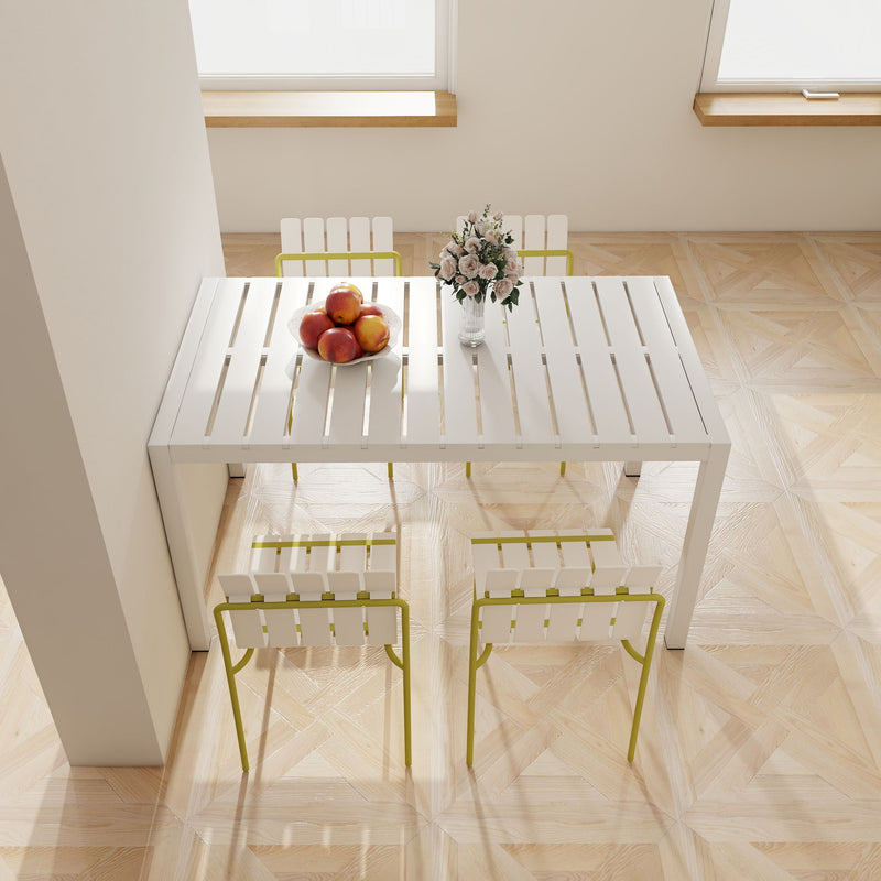4 Piece Set Of Modern Color Block Designed Single Chairs, UV Resistant And Rust Proof - Grain Yellow / White