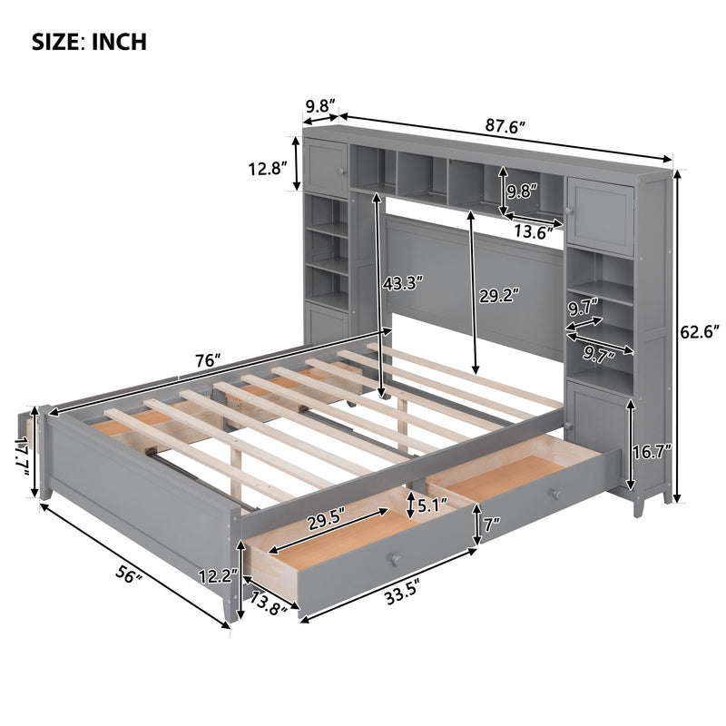 Bed With All In One Cabinet And Shelf