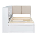 L-Shaped Daybed Corner Bed Under Bed Drawers With Storage Bookcase And Upholstered Headboard And USB Charging Ports