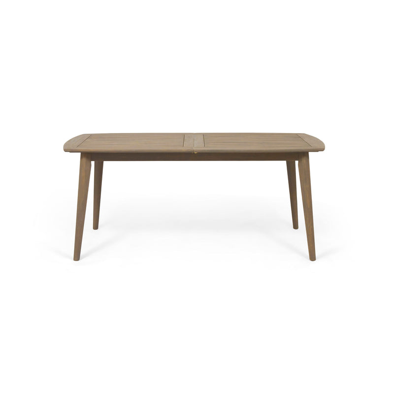 Modern Outdoor Dining Set With Expandable Acacia Wood Table