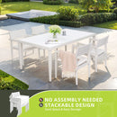 Outdoor Patio Stationary Dining Chairs With Outdoo Grade Sunbrella Fabric Cushions, Tapered Feet (Set of 4) - Grayish