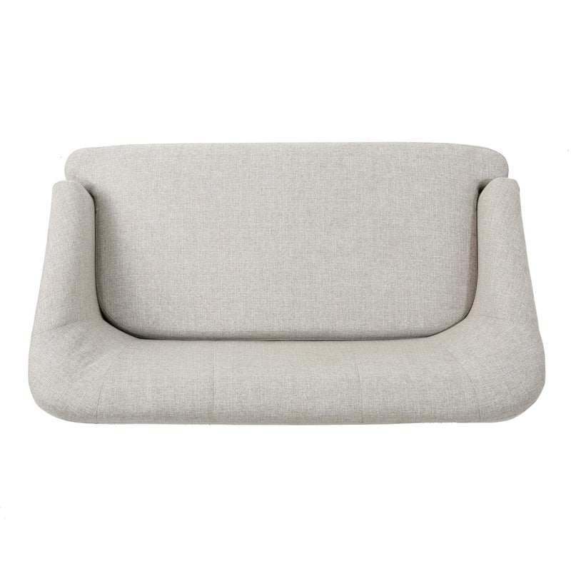 Mid Century Modern Loveseat With Polyester Upholstery And Birch Wood Frame - Beige