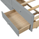 Twin Bed with Twin Trundle,Drawers,Grey
