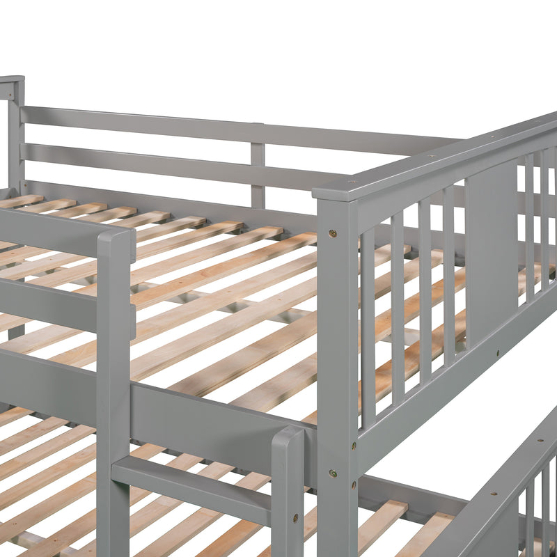 Full Over Full Bunk Bed with Ladder, Gray (Old SKU :LP000207AAE)