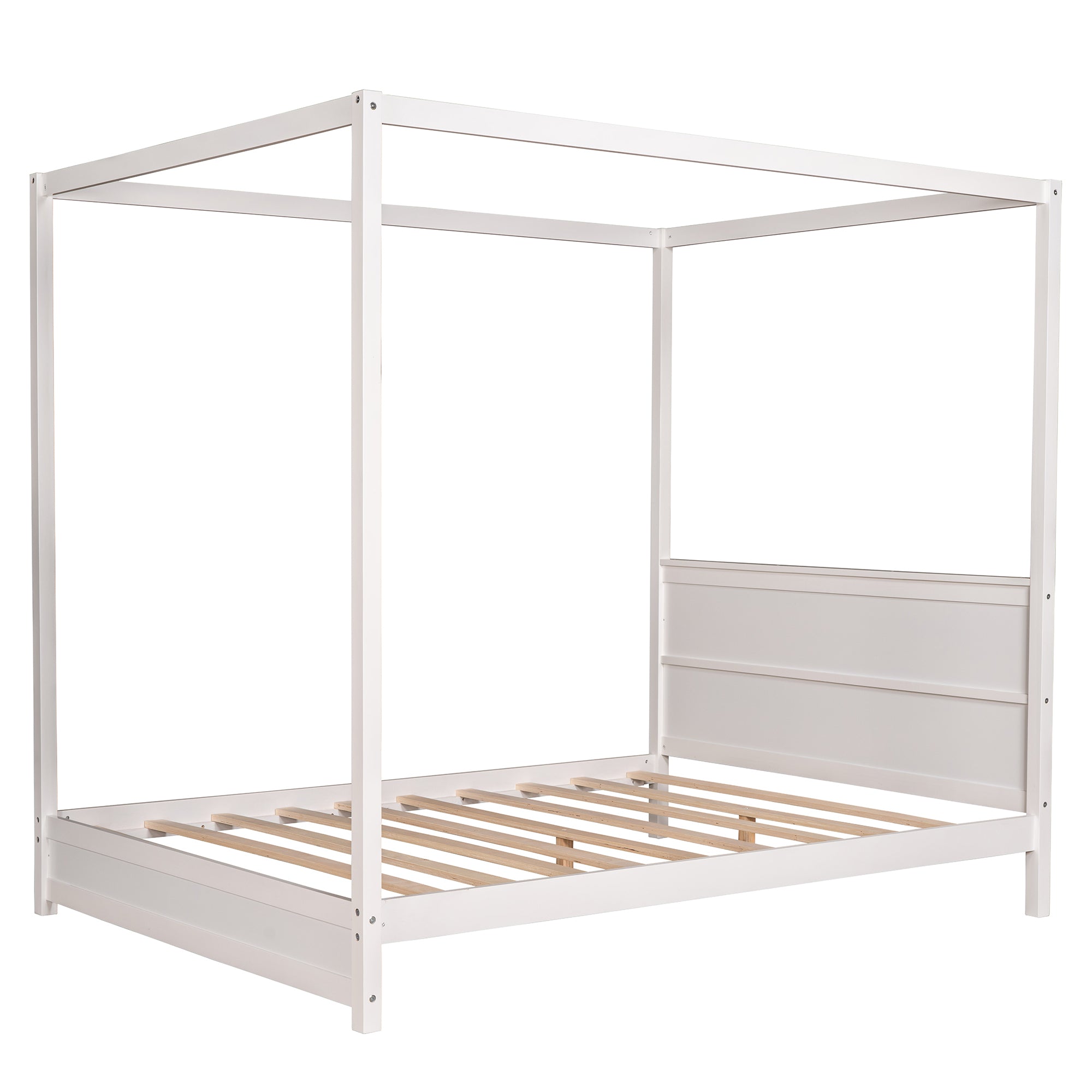 Queen Size Canopy Platform Bed with Headboard and Support Legs,White - Atlantic Fine Furniture Melbourne FL