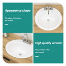 20 X 18" Modern Ceramic Oval Undermount Bathroom Sink With 3 Faucet Holes - White