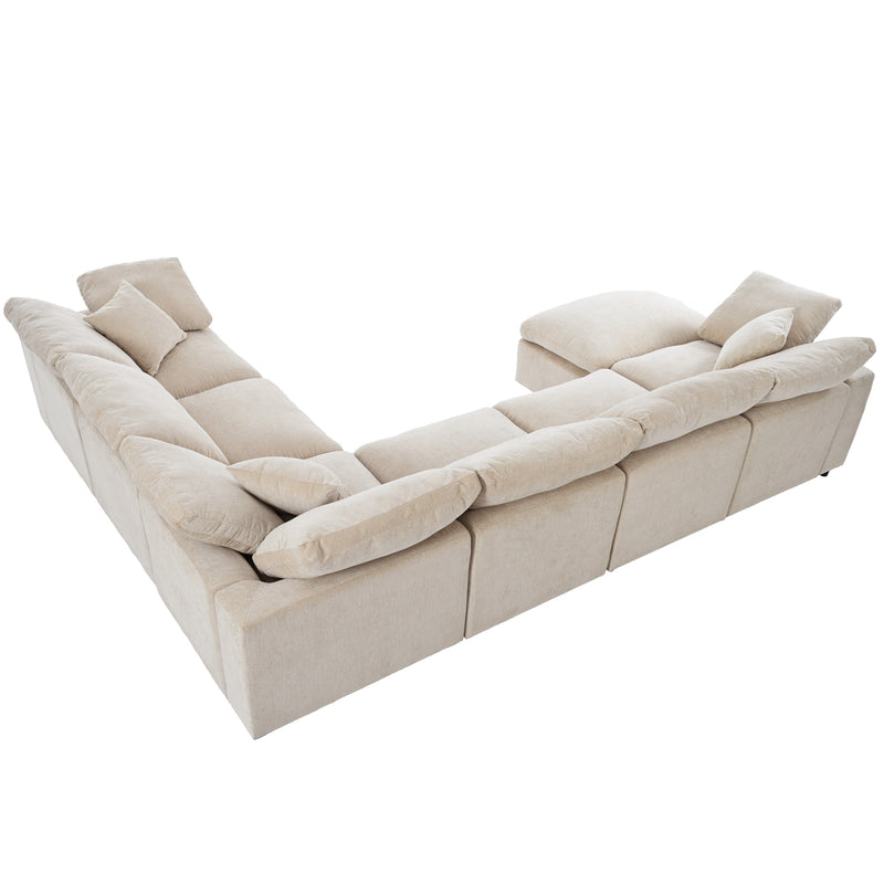 U_Style Oversized Modular Sectional Sofa with Ottoman L Shaped Corner Sectional for Living Room, Office, Spacious Space