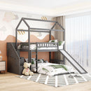 Twin Over Twin Bunk Bed with Two Drawers and Slide, House Bed with Slide, White(OLD SKU :LP000129AAE)