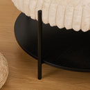 Modern Upholstered Round Ottoman Coffee Table With Storage Shelf