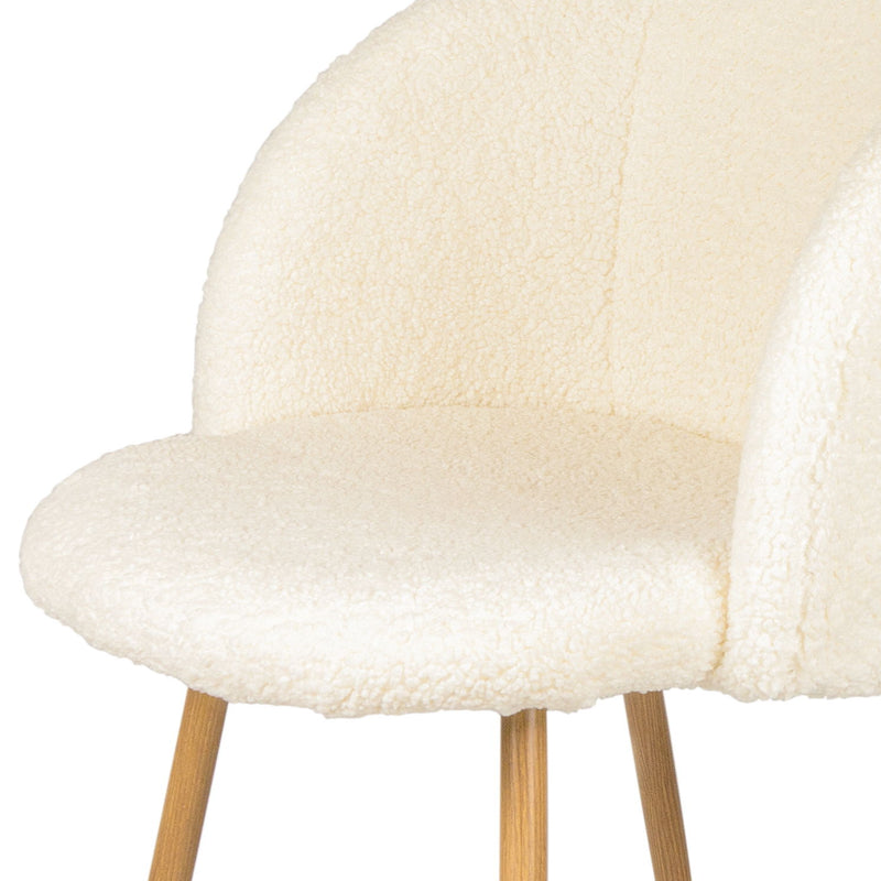 Adjust Legs Upholstered Teddy Faux Fur Dining Armrest Chair (Set of 2)