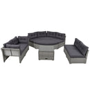Elegant Patio Furniture Set Outdoor Daybed Rattan Sectional With Cushions And Center Table - Gray