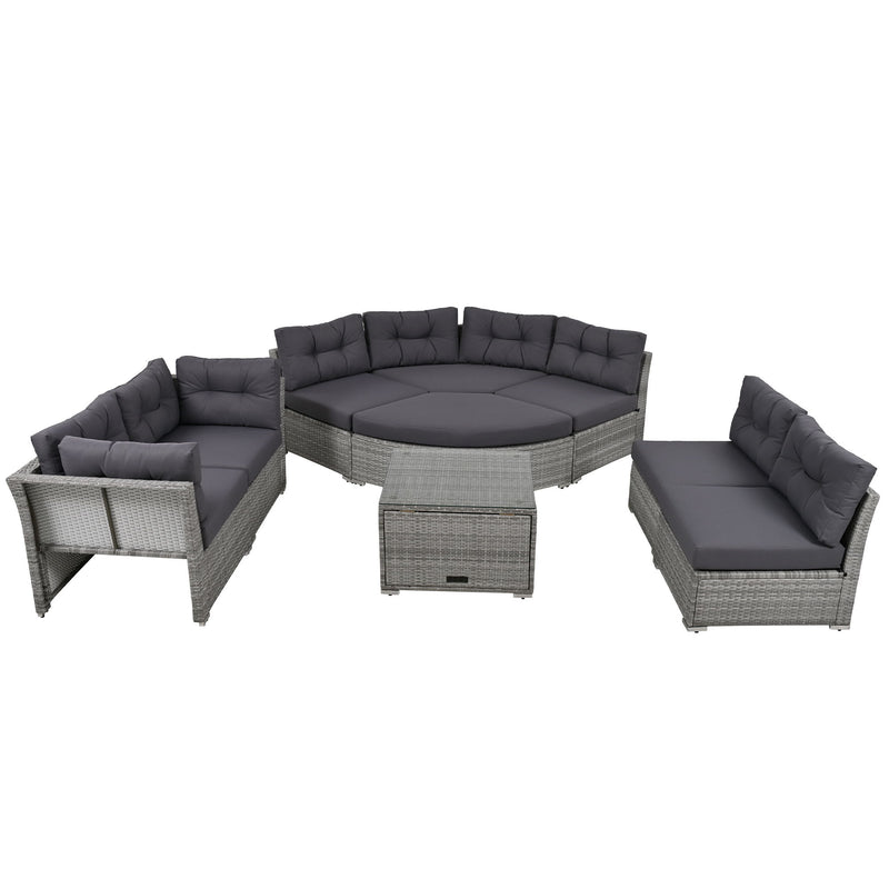 Patio Furniture Set Outdoor Furniture Daybed Rattan Sectional Furniture Set Patio Seating Group With Cushions And Center Table For Patio, Lawn, Backyard, Pool - Gray