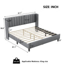 King size Upholstered Platform Bed Frame with Headboard, Mattress Foundation, Wood Slat Support, Quiet, no Box Spring Needed, Easy to Assemble Light Grey