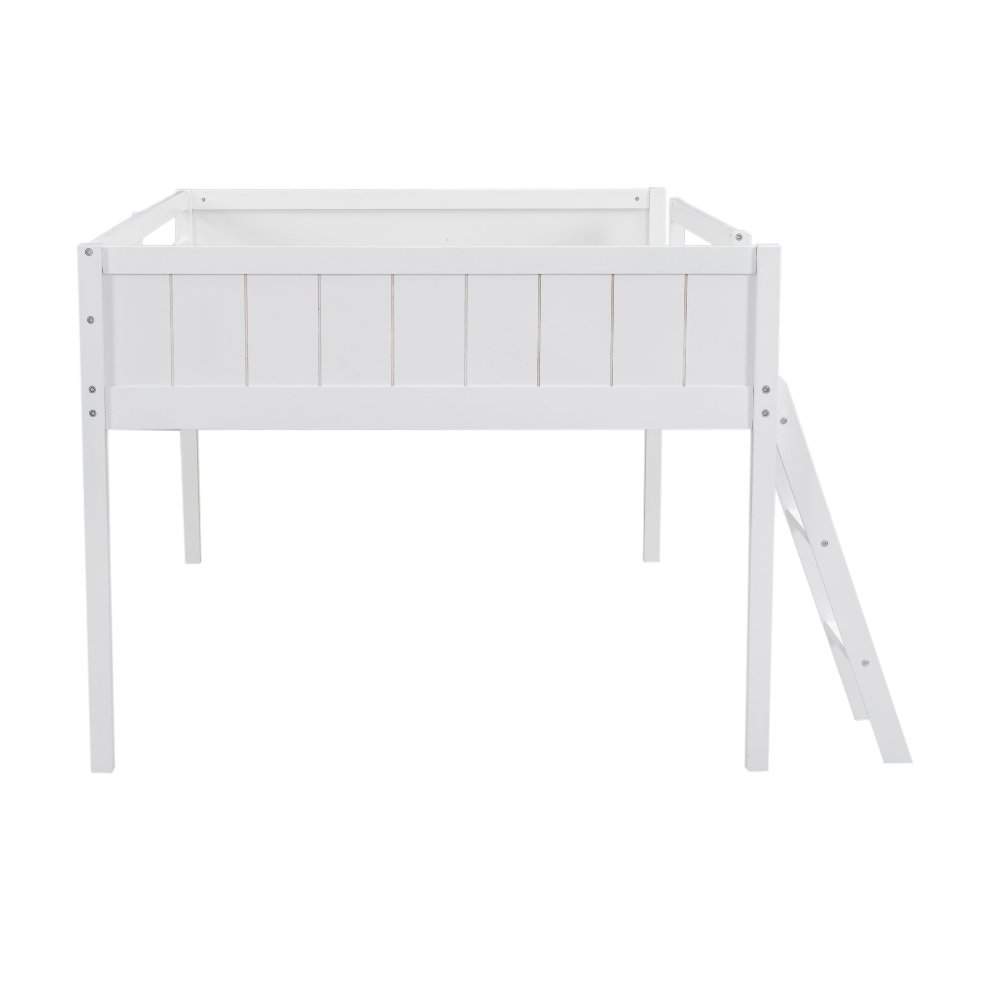 Full Size Wood Loft Bed with Ladder, ladder can be placed on the left or right, White - Atlantic Fine Furniture Melbourne FL