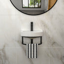 Wall Mounted Bathroom Sink With Towel Bar And Faucet - White / Black