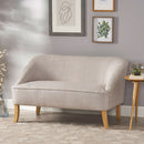 Modern Fabric Loveseat With Sloped Armrests For Living Room - Beige