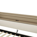 Twin Size Daybed with Storage Drawers, Upholstered Daybed with Charging Station and LED Lights, Beige (Expect arrive date: December 30th.)