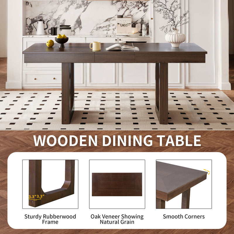 Extendable Dining Set, Farmhouse Extendable Table With Upholstered Chairs