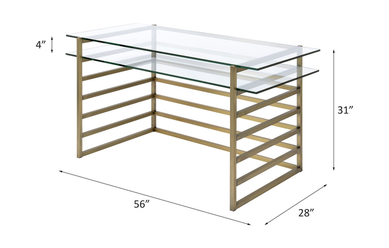 Shona - Desk - Antique Gold & Clear Glass - Atlantic Fine Furniture Inc