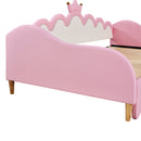 Extending Daybed With LED Lights, Modern Upholstered Princess Daybed With Crown Headboard