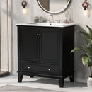 30" Bathroom Vanity With Sink Combo, Multi Functional Bathroom Cabinet With Doors And Drawer - Black