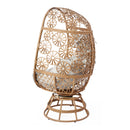 Lenola - Outdoor Patio Wicker Swivel Egg Chair - Brown / Beige
