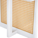 Chinese Style White Solid Wood And Imitation Rattan Coffee Table