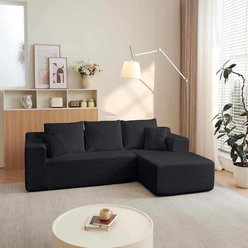 Modular Cloud Sectional Couch With L Shape Chaise - Black