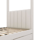 Upholstery Canopy Platform Bed With Trundle And Three Storage Drawers