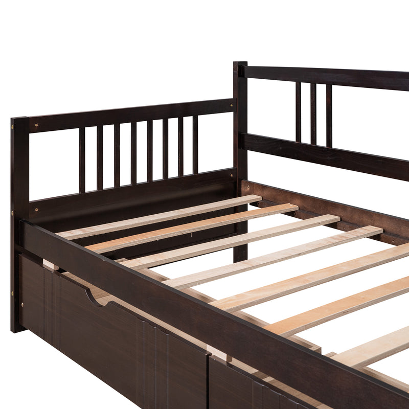 Twin Size Daybed Wood Bed with Two Drawers,Espresso(OLD SKU:LP000057AAP)