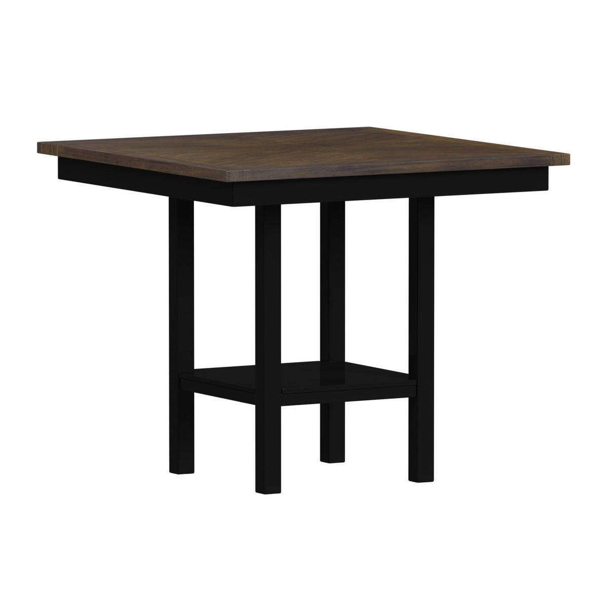 Brooks 5 Piece Counter Set With Table And 4 Upholstered Seat & Wood Back Chairs in Medium Brown & Black by Elements International, view 11