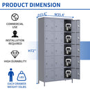 15 Door Lockers With Lock For Storage In Home, Gym, Office, And School - Gray