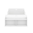 Twin Size Floor Bed with Storage Footboard and Guardrail, White